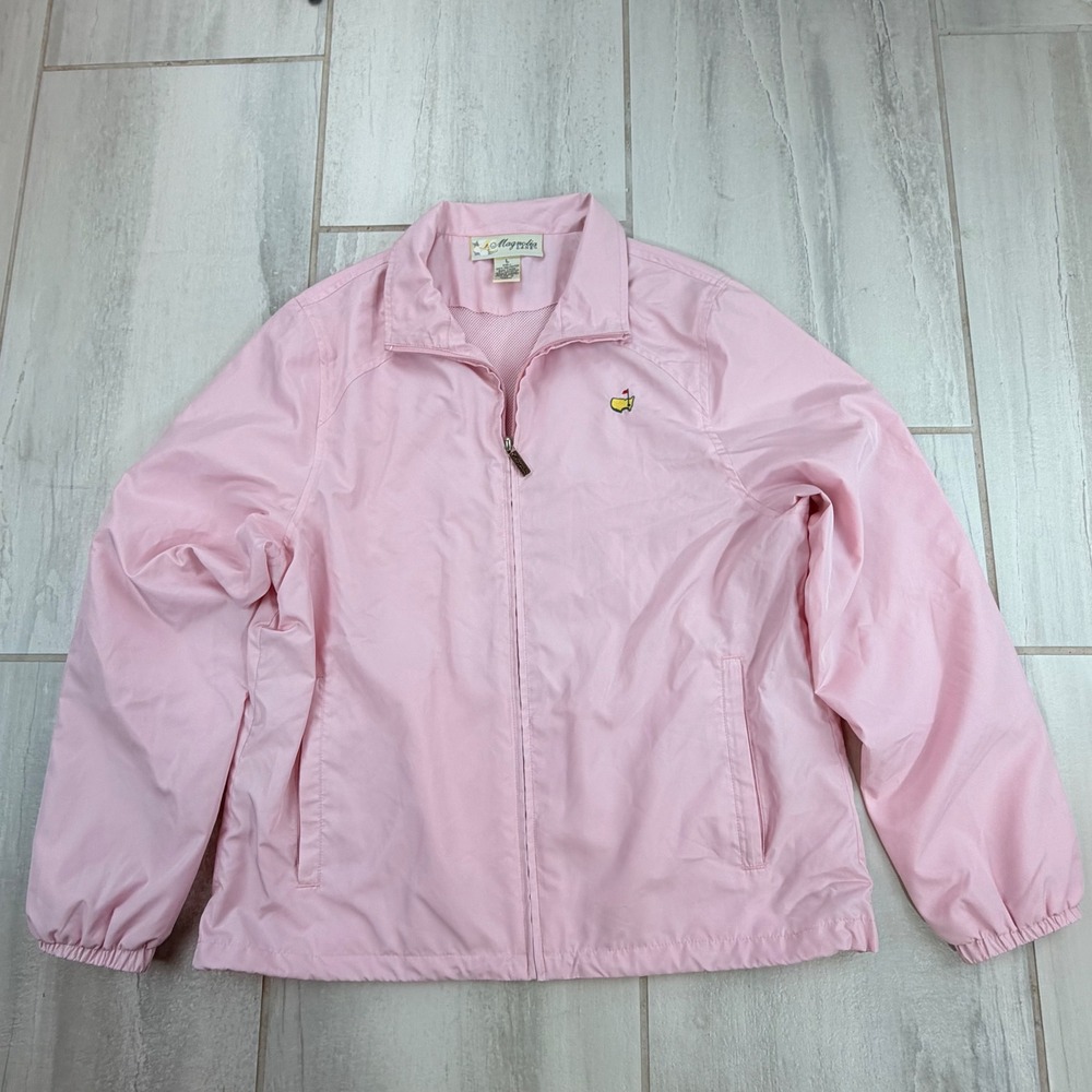 Magnolia Lane Masters Golf Windbreaker Jacket Pink Women Large Full Zip Mesh